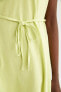 Basic Beli Bağcıklı Yazlık Kısa Kollu Mini 100 Pamuk Elbise T8057az22sm