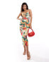 Фото #1 товара ASOS DESIGN mesh ring trim detail cami maxi dress in bold abstract print