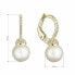 Фото #2 товара Sparkling Yellow Gold Real Pearl Dangle Earrings 91P00022