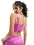 Фото #9 товара Kanya corset top co-ord with attachable mesh drape in fuchsia