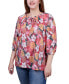 ფოტო #3 პროდუქტის 3/4 Sleeve Drawstring Neck Blouse