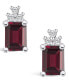 ფოტო #3 პროდუქტის Garnet (3-7/8 ct. t.w.) and Diamond (1/5 ct. t.w.) Stud Earrings in 14K White Gold