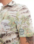 Фото #3 товара Polo Ralph Lauren icon logo Havana playa print pique polo custom fit in brown