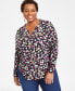 Фото #1 товара Блузка I.N.C. International Concepts плюс размер с принтом и молнией, создана для Macy's