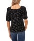 Women's Printed Square-Neck Puff-Sleeve Knit Top