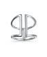 ფოტო #2 პროდუქტის Modern Trendy Fashion Geometric Double Wide Vertical Bar Ring .925 Sterling Silver Ring For Women Adjustable