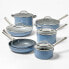 8qt Nonstick Ceramic Coated Aluminum Wide Stock Pot Blue - Figmint
