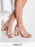 ASOS DESIGN Wide Fit Hilton barely there block heeled sandals in beige