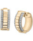 ფოტო #1 პროდუქტის Diamond Textured Small Hoop Earrings (1/4 ct. t.w.) in Gold Vermeil, Created for Macy's