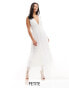 Фото #2 товара Vila Petite Bridal tulle plunge maxi dress with tiered skirt in white