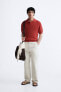 Cotton - linen knit polo shirt