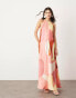 ASOS EDITION clean halter trapeze maxi dress with pockets in abstract print Abstrakter Print in Rosa, 42 - фото #1