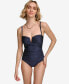 Фото #4 товара Women's Shirred Tummy-Control Split-Cup Bandeau One-Piece Swimsuit