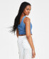 Фото #2 товара Women's Charlie Fitted Denim V-Neck Cropped Top