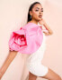 Фото #12 товара ASOS LUXE corsage sleeve belted mini dress in white & pink