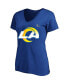 ფოტო #3 პროდუქტის Women's Matthew Stafford Royal Los Angeles Rams Super Bowl LVI Plus Size Name Number V-Neck T-shirt
