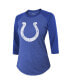 ფოტო #3 პროდუქტის Women's Threads Matt Ryan Royal Indianapolis Colts Player Name & Number Raglan 3/4-Sleeve T-shirt