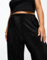 ASOS DESIGN Curve plisse wide leg trouser culottes in black