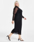 ფოტო #3 პროდუქტის Trendy Plus Size Embellished Mesh Midi Dress, Created for Macy's