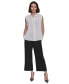 Women's Scalloped Pleated Button-Down Top