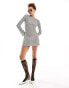 Фото #2 товара Lioness sheer flared sleeve shift mini dress in grey stripe