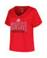 Women's Scarlet Ohio State Buckeyes Plus Size Sideline Route V-Neck T-shirt