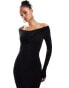 Фото #4 товара ASOS DESIGN Tall off shoulder twist midi dress with long sleeves in black