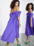 Фото #2 товара ASOS EDITION drape off shoulder cami midi dress in purple