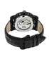 ფოტო #2 პროდუქტის Stavros Automatic Black Case, Genuine Black Leather Watch 44mm