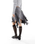 Фото #4 товара Reclaimed Vintage limited edition spliced grey pinstripe skirt with raw hem