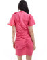 Vila corsage mini dress with ruched side in bright pink