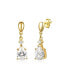 ფოტო #1 პროდუქტის 14k Gold Plated with Cubic Zirconia Raindrop 2-Stone Dangle Earrings in Sterling Silver