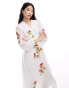 Фото #1 товара Hope & Ivy wrap maxi dress with floral embroidery in white