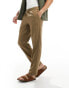 Threadbare cotton linen trousers with elasticated waist in brown Коричневый, M - фото #1