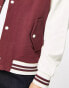 Фото #6 товара ASOS DESIGN oversized jacket in burgundy with contrast sleeves and tipping