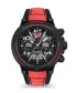 ფოტო #1 პროდუქტის Men's Partenza Collection Chronograph Timepiece Black Silicon with Red Leather Strap Watch, 49mm