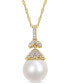ფოტო #1 პროდუქტის South Sea Cultured Pearl (10-10.5mm) and Diamond (1/10 ct. t.w.) Vintage 17" Necklace in 14k Yellow Gold