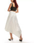 Фото #5 товара Urban Revivo floaty satin knee length midi skirt in off white