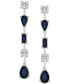 ფოტო #3 პროდუქტის Blue Sapphire (2 ct. t.w.) & White Sapphire (3/8 ct. t.w.) Linear Drop Earrings in Sterling Silver