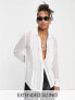 Фото #2 товара ASOS DESIGN regular sheer shirt with pleat placket and pearl details in white