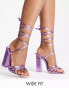 Фото #2 товара Public Desire Exclusive Wide Fit Amira block heel sandals in purple metallic