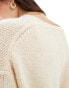 Фото #4 товара ASOS DESIGN loose knit v neck longline jumper in cream