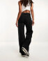 ASOS DESIGN wide leg dad jeans with rips in washed black