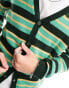 ASOS DESIGN oversized knitted stripe cardigan in green