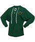 Фото #2 товара Women's Green Minnesota Wild Jersey Lace-Up V-Neck Long Sleeve Hoodie T-shirt