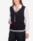 Women's Downtown Vibe Stripe Trim Vest with Attached Collared Sweater