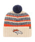 Фото #1 товара Men's Cream Denver Broncos Tavern Cuffed Knit Hat with Pom