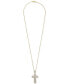 ფოტო #3 პროდუქტის Men's Cross 22" Pendant Necklace (1 ct. t.w.) in 14k Gold-Plated Sterling Silver Or Sterling Silver