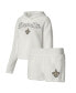 ფოტო #1 პროდუქტის Women's White New Orleans Saints Fluffy Pullover Sweatshirt and Shorts Sleep Set