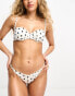 Фото #8 товара River Island ruched strappy bikini brief in white polka dot